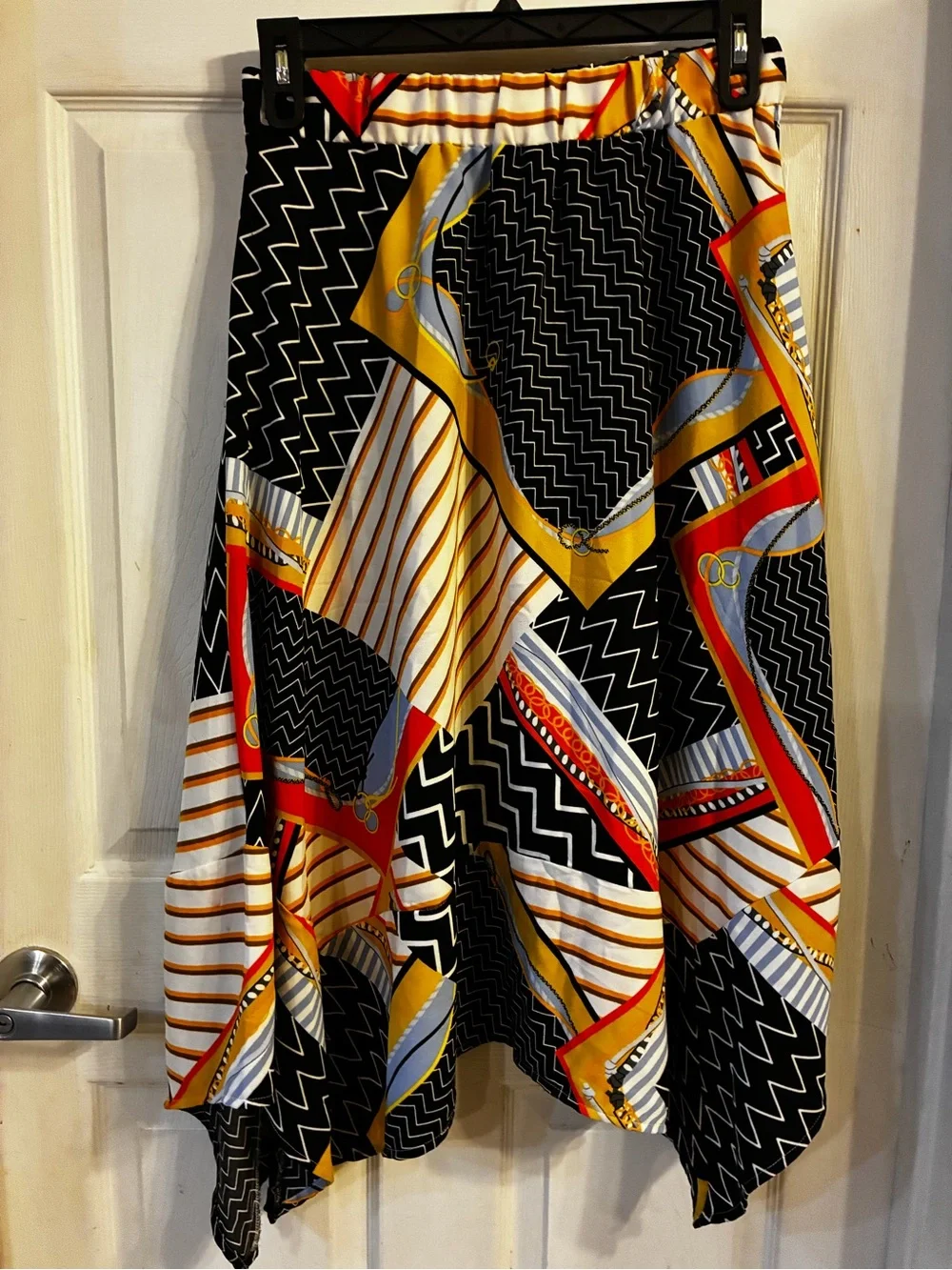 Marcel New York (by Andrew Marc) Handkerchief Hem Scarf Print Skirt, Size: S